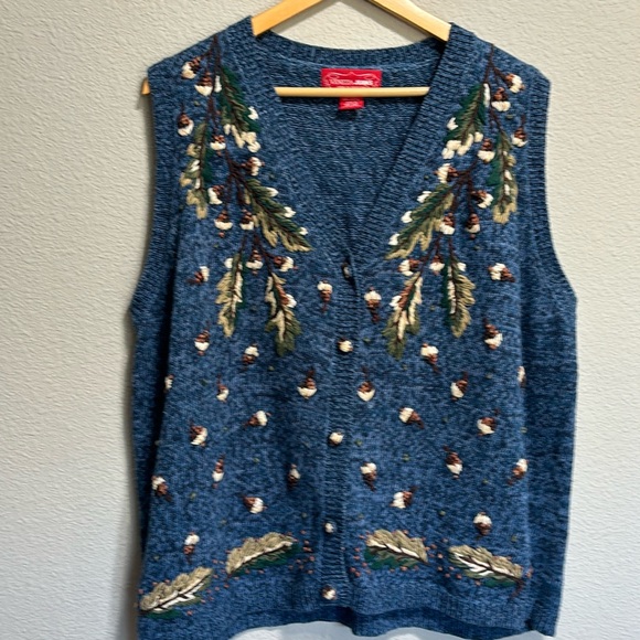 Venezia Sweaters - Venezia Jeans vintage sweater vest with embroidered buttons size 18/20 navy blue